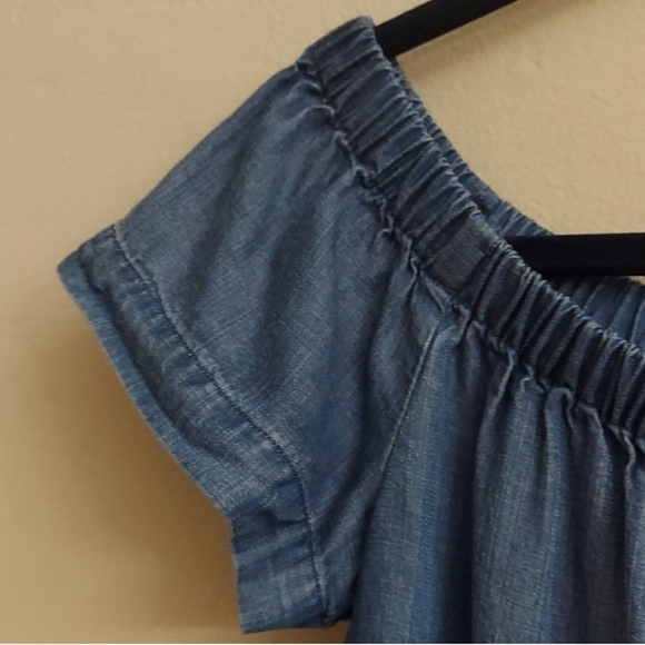CLOTH & STONE Off the Shoulder Short Sleeve Chambray Dress - Picture 5 of 8